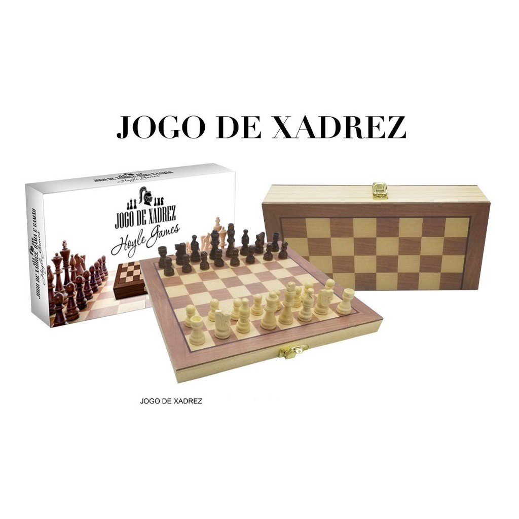Jogo De Xadrez Tabuleiro e Peças em Madeira 29 cm - DT1976 - Bem