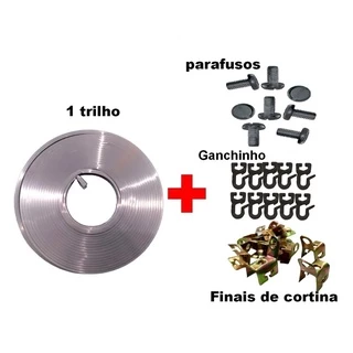 Trilho De Cortina Em Aluminio 7mts Para Caminhão Com Gancho E Suporte E Parafuso