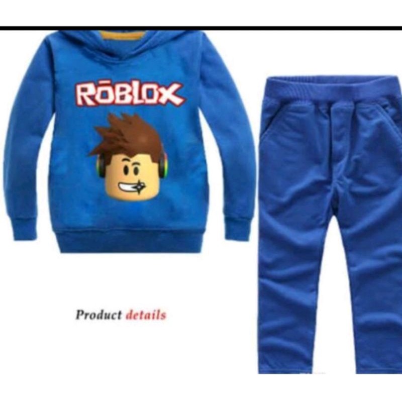 Conjunto de frio moleton com capuz infantil + calça estampa desenho  infantil roblox para meninos envio imediato