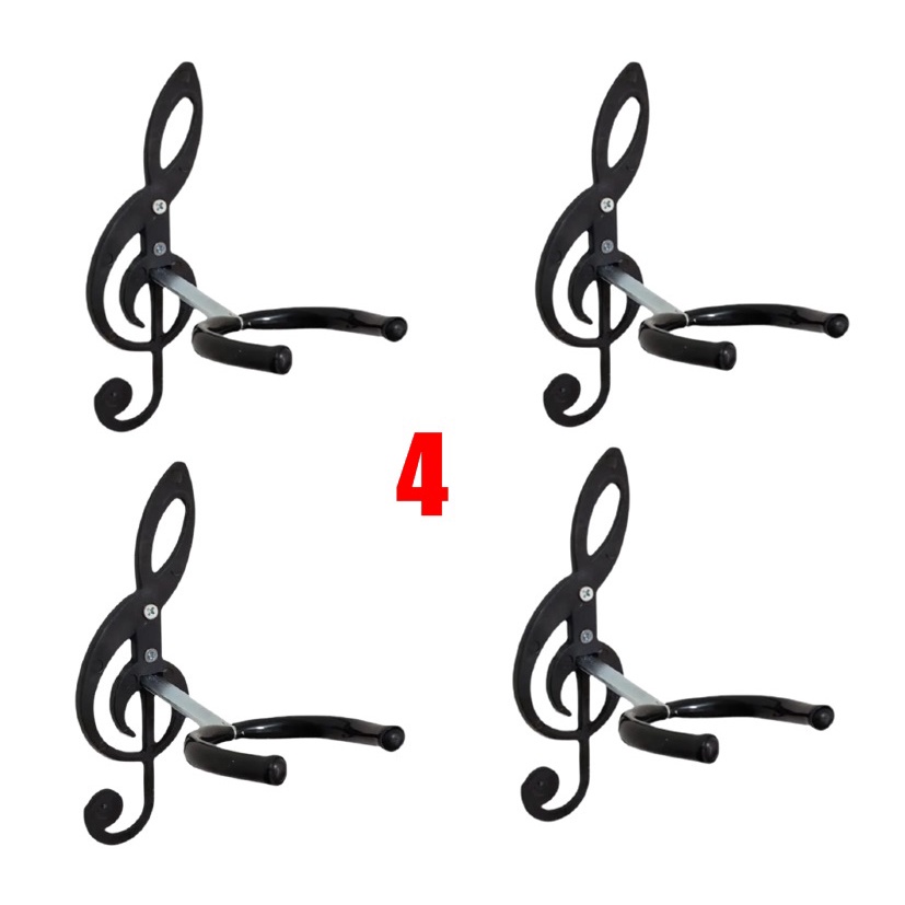 Kit 4 Suportes De Violão Parede, .. Guitarra, Baixo, Cavaquinho,banjo Viola Ukulele Com Clave De Sol