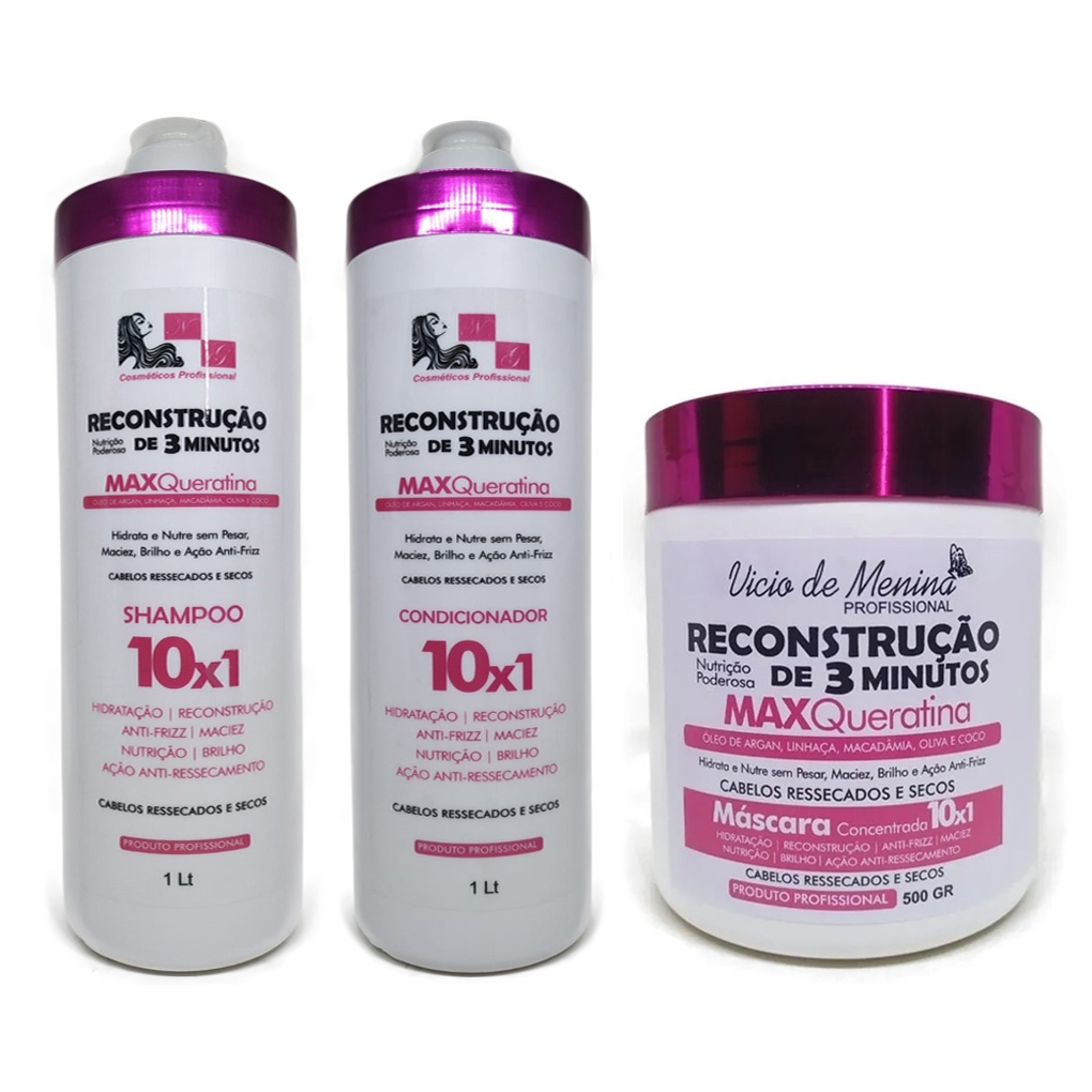 Kit Reconstrução Capilar Profissional 10 Em 1 Com Máscara Reconstrutora ...