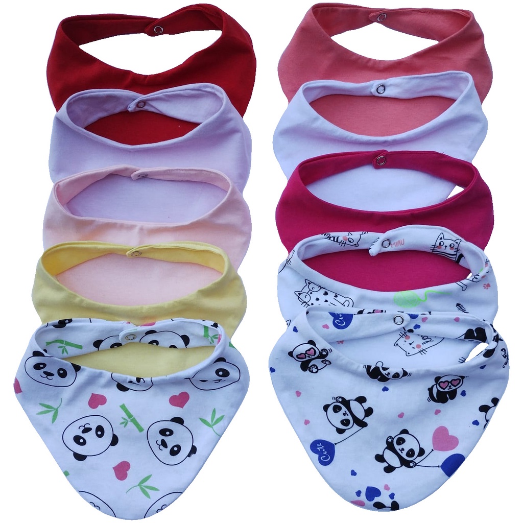Babador Bandana Bebê 100% Algodão Kit com 10 | Shopee Brasil
