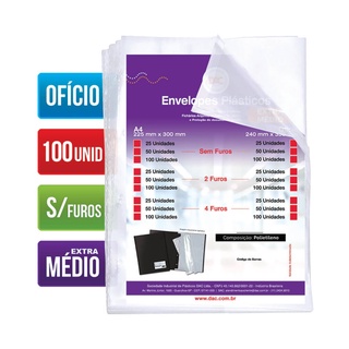 Envelope Plástico DAC Ofício Extra Médio e sem Furos