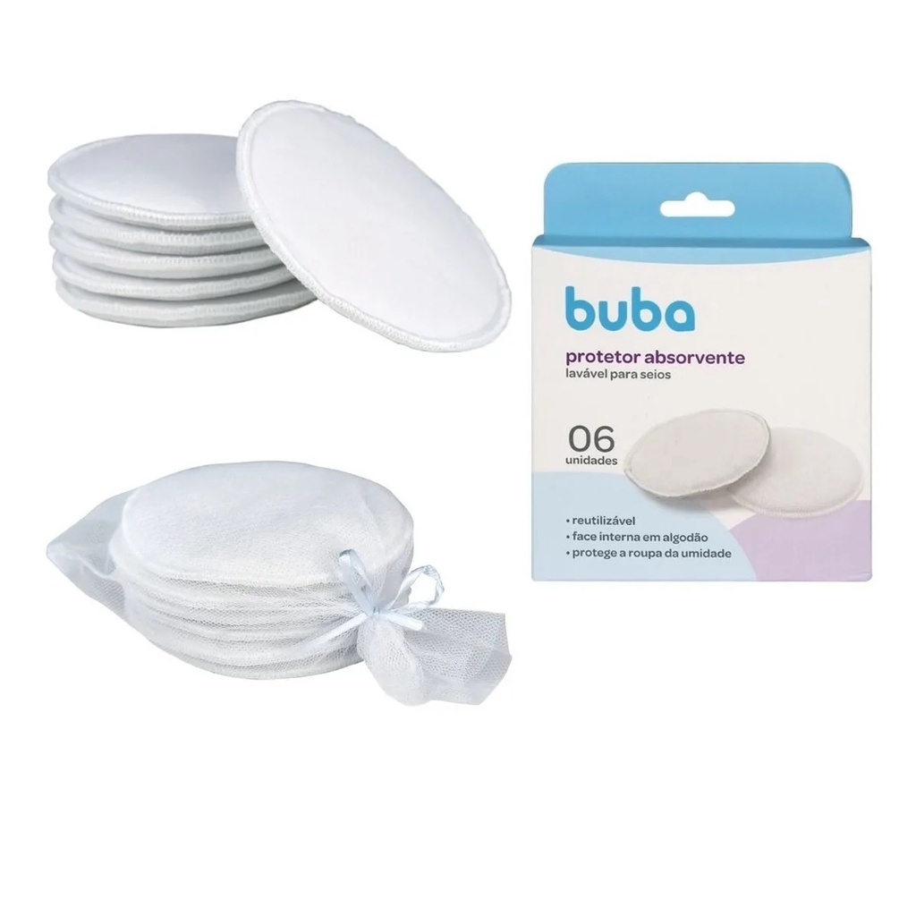 Kit 6 Absorventes Algodão Laváveis Protetor Seios Amamentação Buba ...