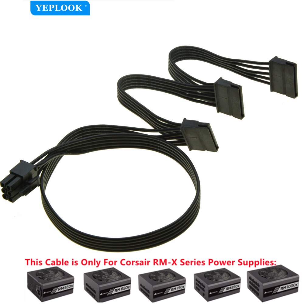 Câble D'Alimentation PCIe 6-Pin Vers 4 Connecteurs Molex - Pour Alim Corsair CX850M, RM850X