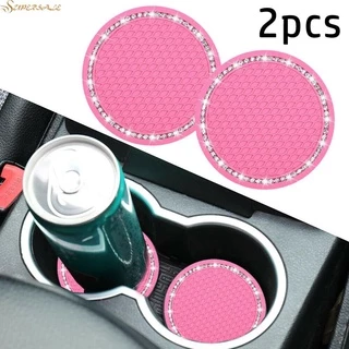 2x Porta-Copos Para Carros Tapete Rosa Rhinestone Auto Interior Acessórios 7cm