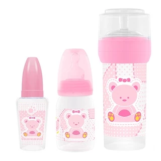 Kit 3 Mamadeiras Primeiros Passos 50/120/260ml Rosa - Lillo em Oferta na Shopee