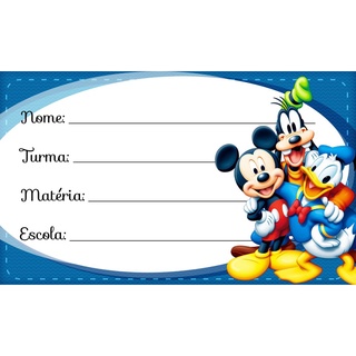 Adesivo Etiqueta Escolar Mickey Kit com 40 unidades