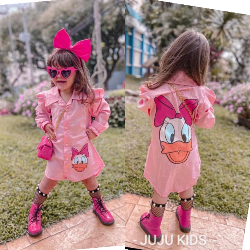 Chemise Infantil Meninas Minnie Manga Longa Moda Blogueira Fashion Diva