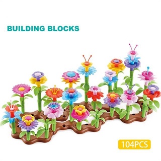 Crianças flor jardim brinquedos de construção fingir diy haste