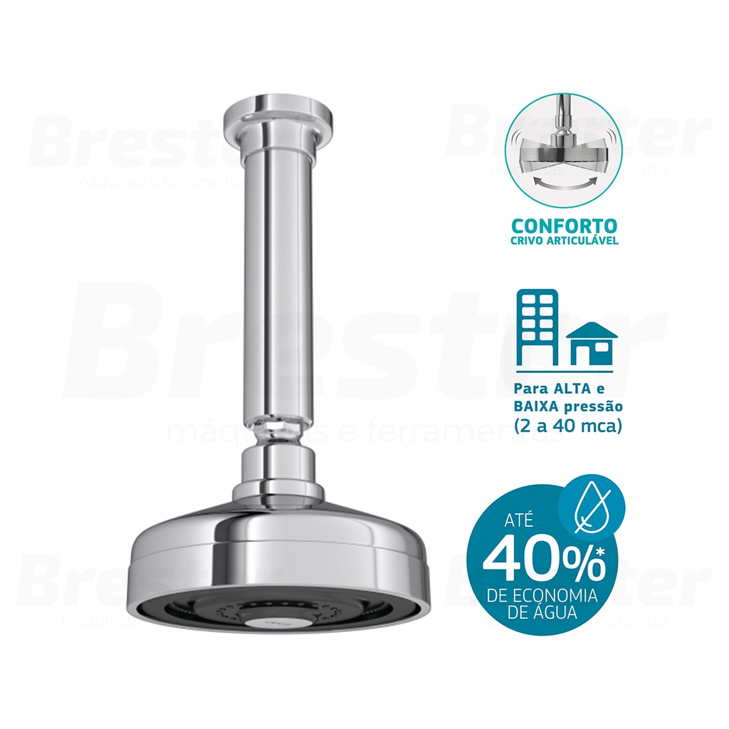 Chuveiro De Teto Redondo Acqua Plus 1990 C/ Tubo Cromado Deca | Shopee ...