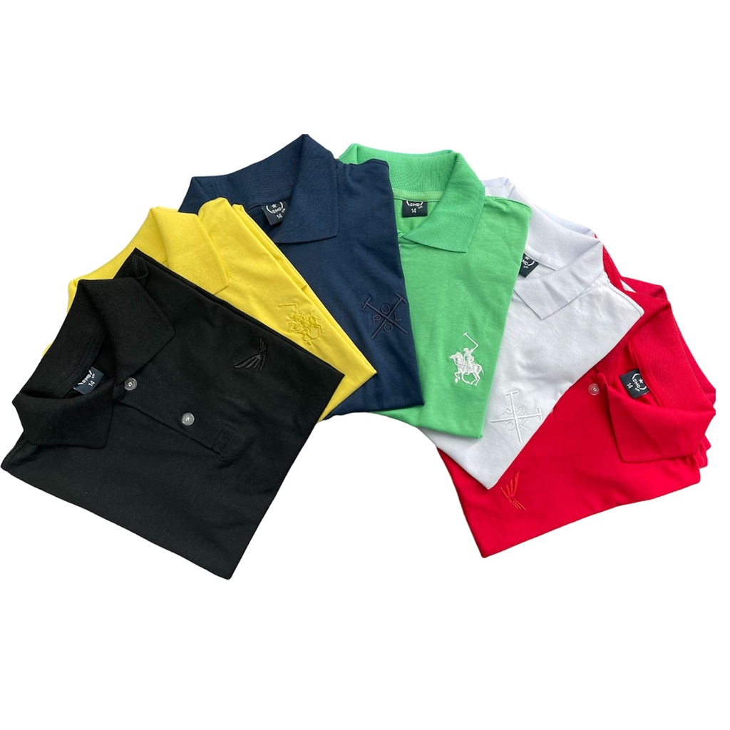 Camisa polo infantil masculina 100% algodão menino 6 cores