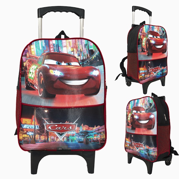 Bolsa Mochila de Rodinhas Carros Escolar Infantil