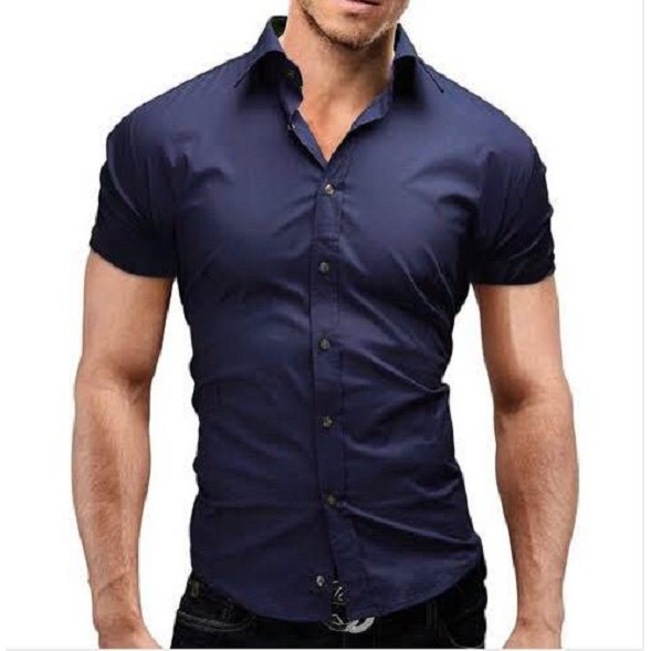 CAMISA MASCULINA SOCIAL SLIM FIT MANGA CURTA MICRO XADREZ AZUL