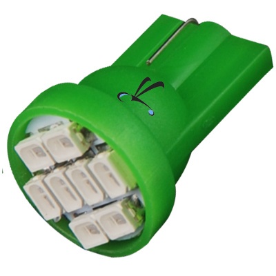 4x Lâmpadas Painel Moto 8 Leds Cores T10 verde 8 leds t10