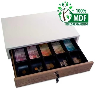 caixa para dinheiro em mdf com separador de notas e moedas