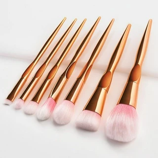 7 Pcs Conjunto de Escova de Maquiagem Marrom Desenho Polegar Conjunto Profissional de Alta Qualidade Incluindo Escova Blush Escova em Pó Solto Escova de Alto Brilho Escova de Contorno de Sombra Escova para Olhos Escova para Olhos Escova para Olhos Escova