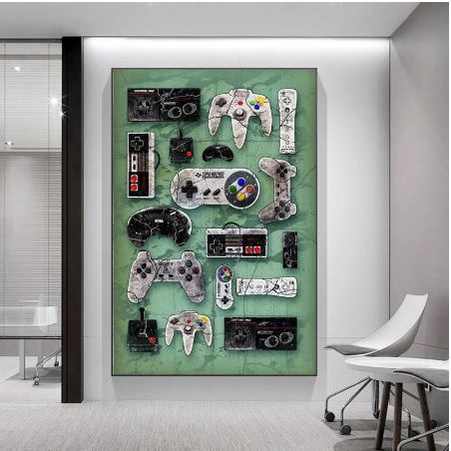 Cuadros Decorativos Game Console Gamer - KOMPLETT AUFHÄNGFERTIG - Decoración con estilo - 6 Partes Set - N005264a