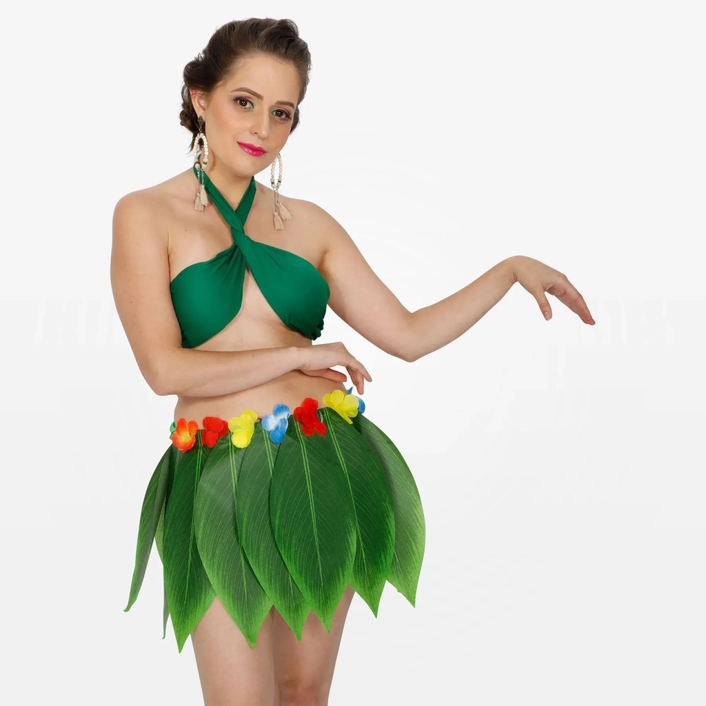 Saia Havaiana Cm Folha Luau Fantasia Carnaval Shopee Brasil