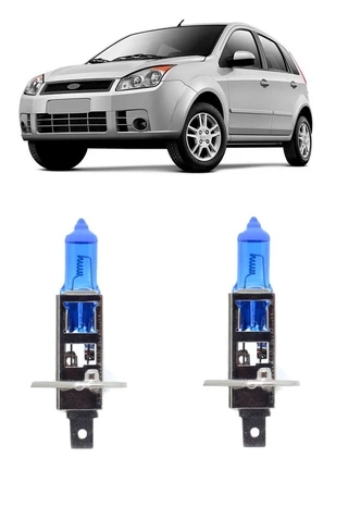 Par Lampada Super Branca Farol Alto Fiesta 2008 2009 2010 8500k H1