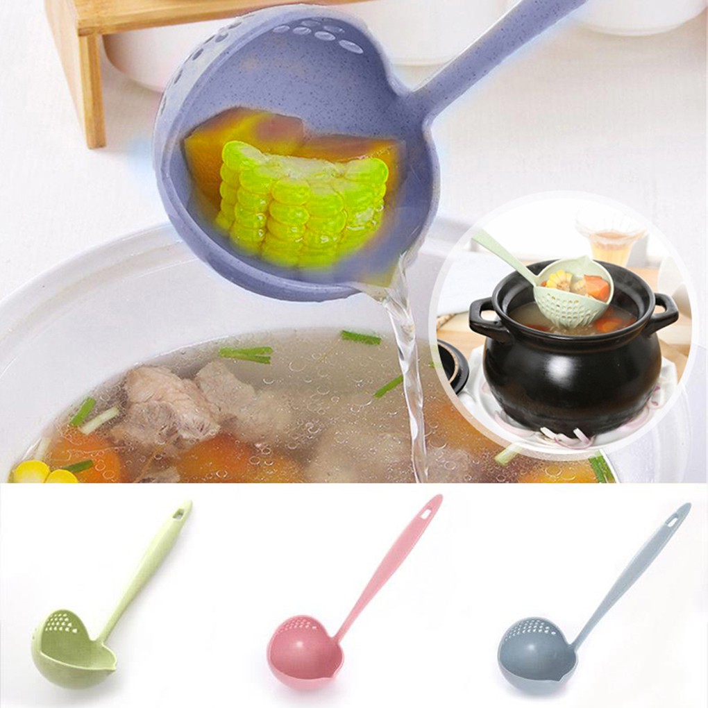 Colher De Sopa 2 Em 1 Coador De Cabo Longo Cozinha Panela Plástica ...