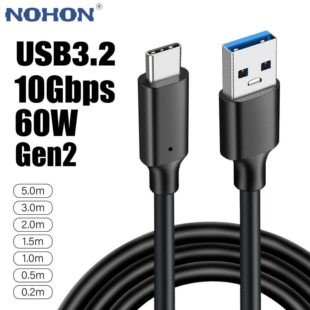 Cabo Carregador De Dados USB 3.2 Gen2 10Gbps Para Tipo C Telefone Celular USBC De Disco Rígido SSD 60W 3A Fio 2M 3M 5M Compatível 3.1 3.0 2.0 Gen 2 1 Thunderbolt 3