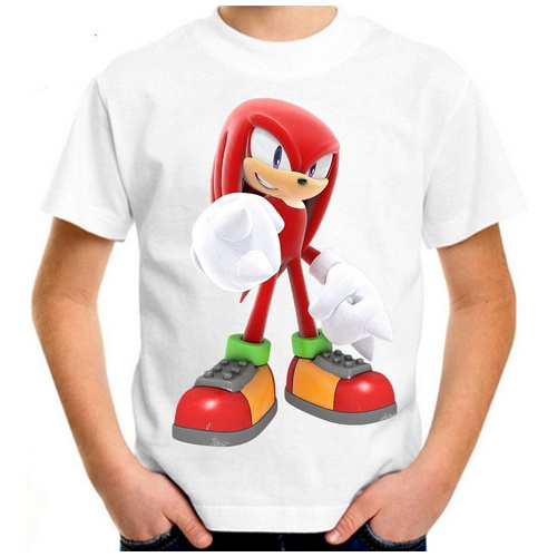 Camiseta Knuckles Sonic Fantasia infantil Sonic Vermelho