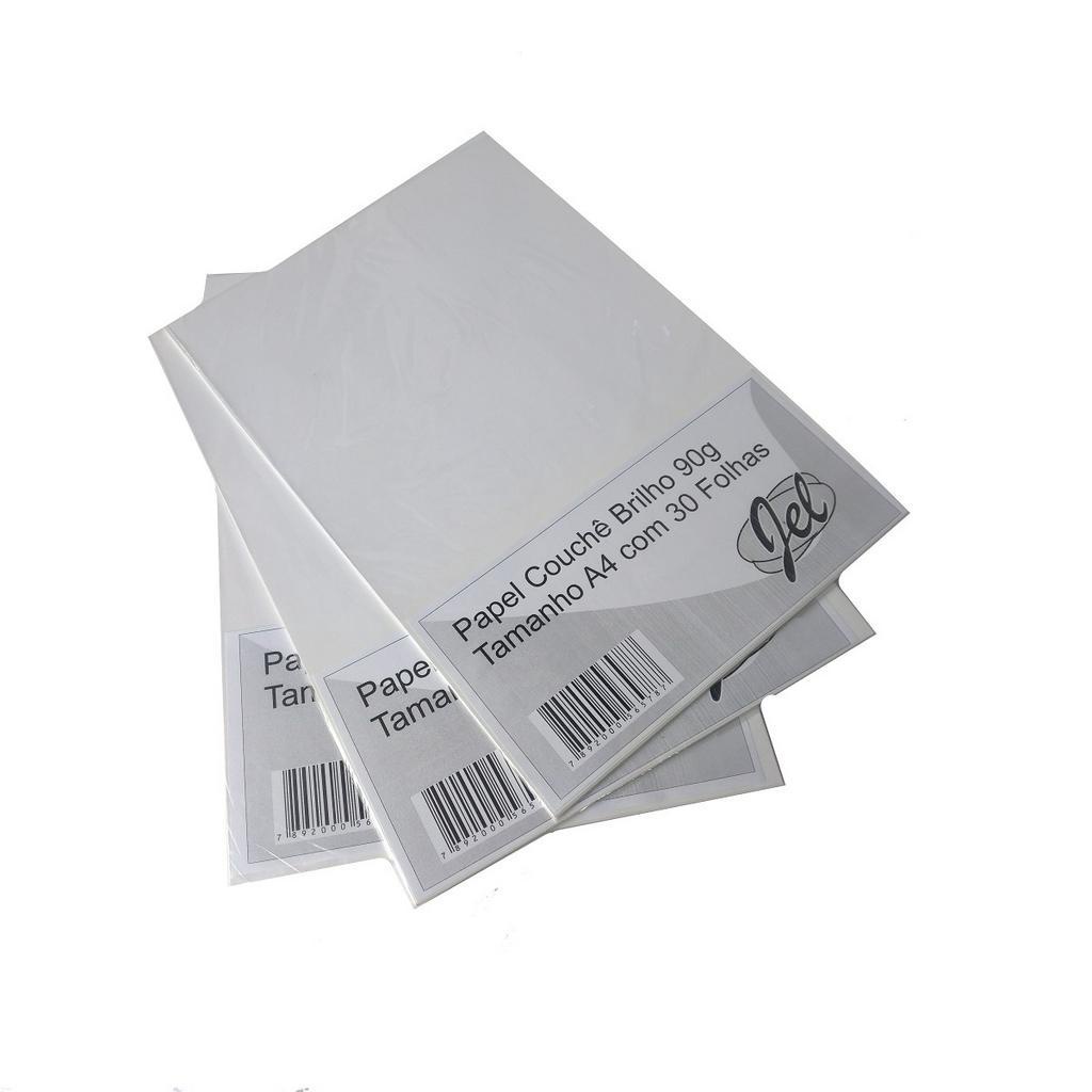 Papel Couchê Brilho 90g A4 Jel Laser e Jato de Tinta 30 Folhas | Shopee ...