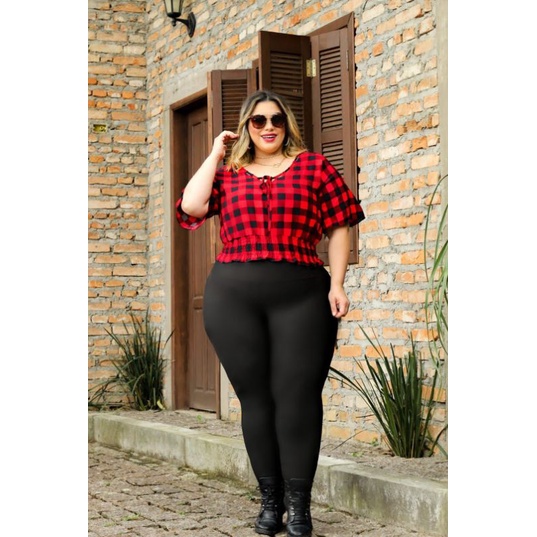 Camisa xadrez best sale vermelha plus size