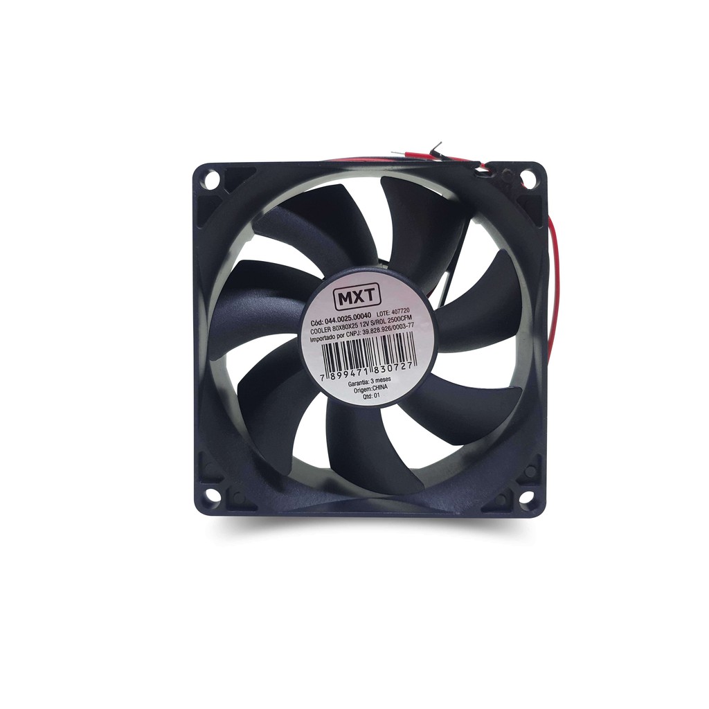 Ventoinha / Cooler. 80x80x25 12 V 2500 Rpm