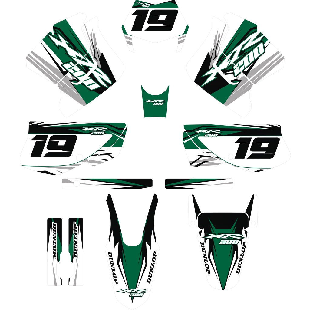 Kit Adesivo Moto Cross Trilha Xr 200 - Verde e Branco