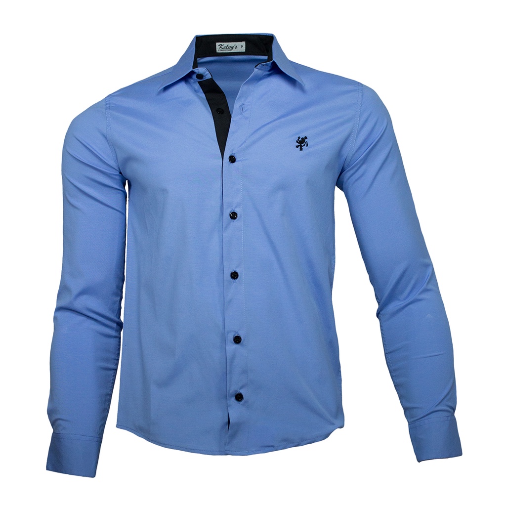 Camisa social masculina azul 2024 claro