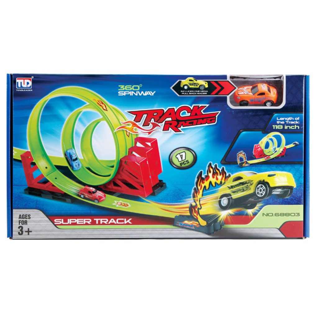 Pista tipo hotwheels super corrida loop carro friccao 27pcs