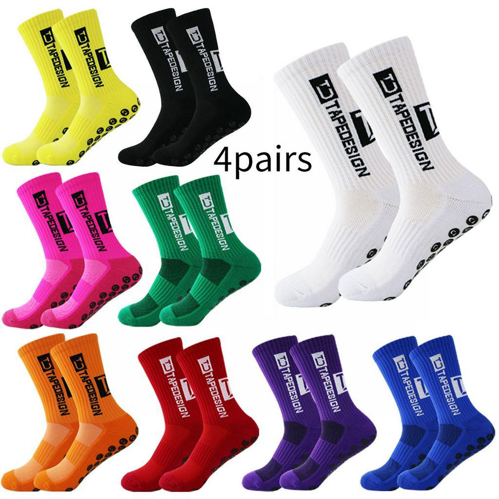 4 Pares De Novas Meias De Futebol Com Desenho De Esportivas Masculinas De Meia Panturrilha Antiderrapante