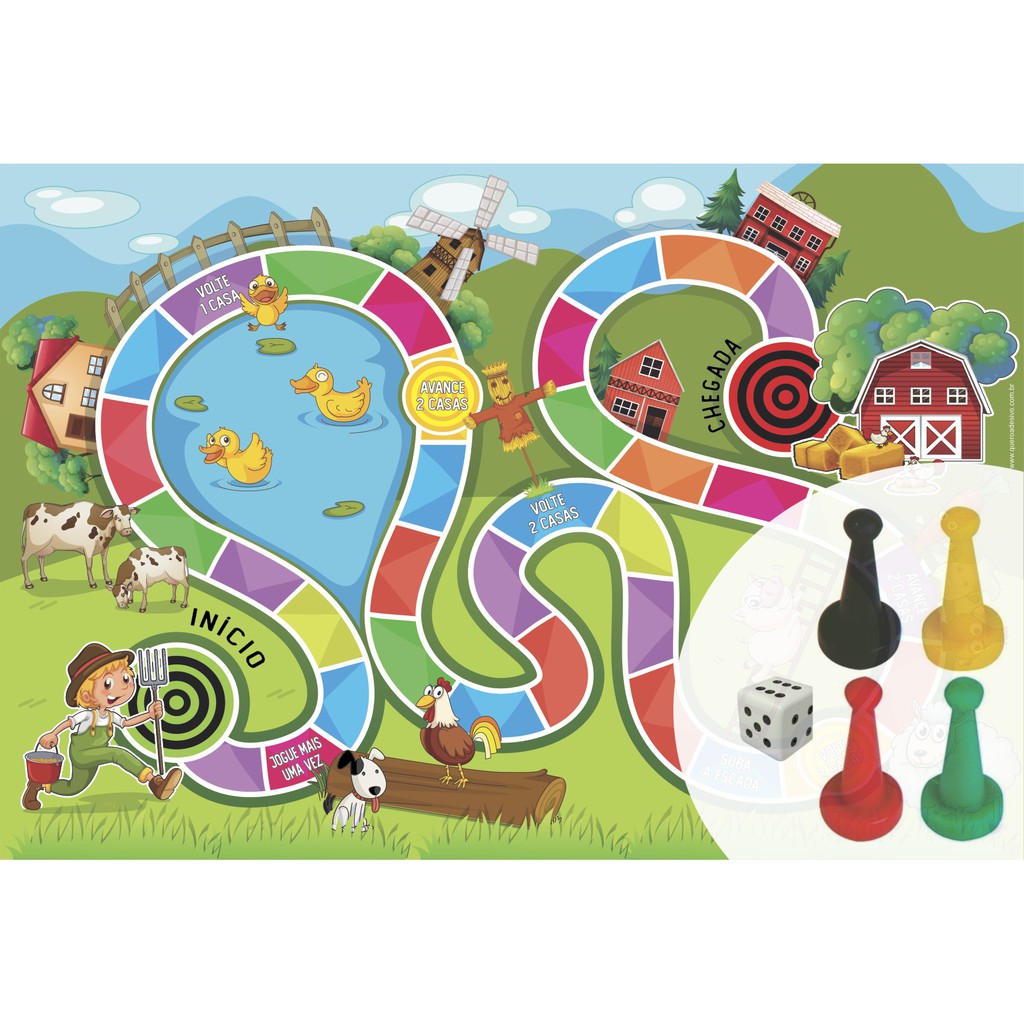 Jogo Tabuleiro Infantil Ludo Mania C/ 18 Peças Maser Toys - Feira