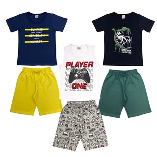 Kit 3 Conjuntos de Roupa Infantil de Menino - 6 peças em Oferta na Shopee