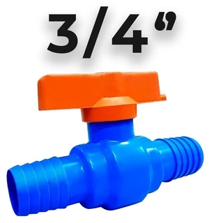 Registro Esfera 3/4 Para Emenda Mangueira PVC Azul União Dentada