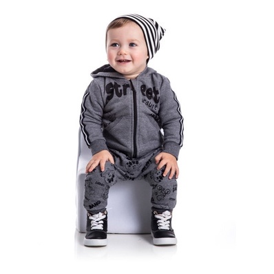 Roupa De Bebê Menino Conjunto Moletom Capuz Dinossauro Frio