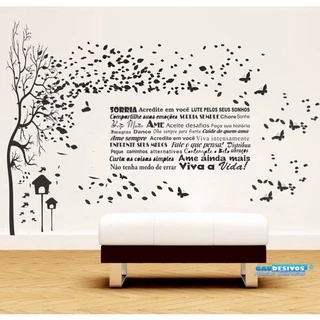 Adesivo Decorativo De Sala Árvore E Frase Sorria Grande