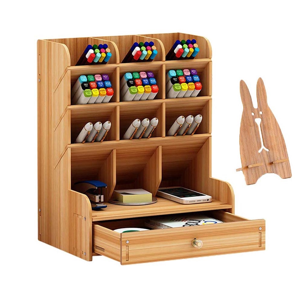 Organizador de Canetas c/ Gaveta + Brinde Suporte de Celular