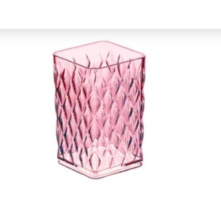 Porta Escova e Creme Dental Transparente Rosa Linha Glamour