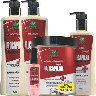 Kit UTI Capilar Hábito Cosméticos Tratamento com Queratina e ÓLEO REPARADOR DE PONTAS