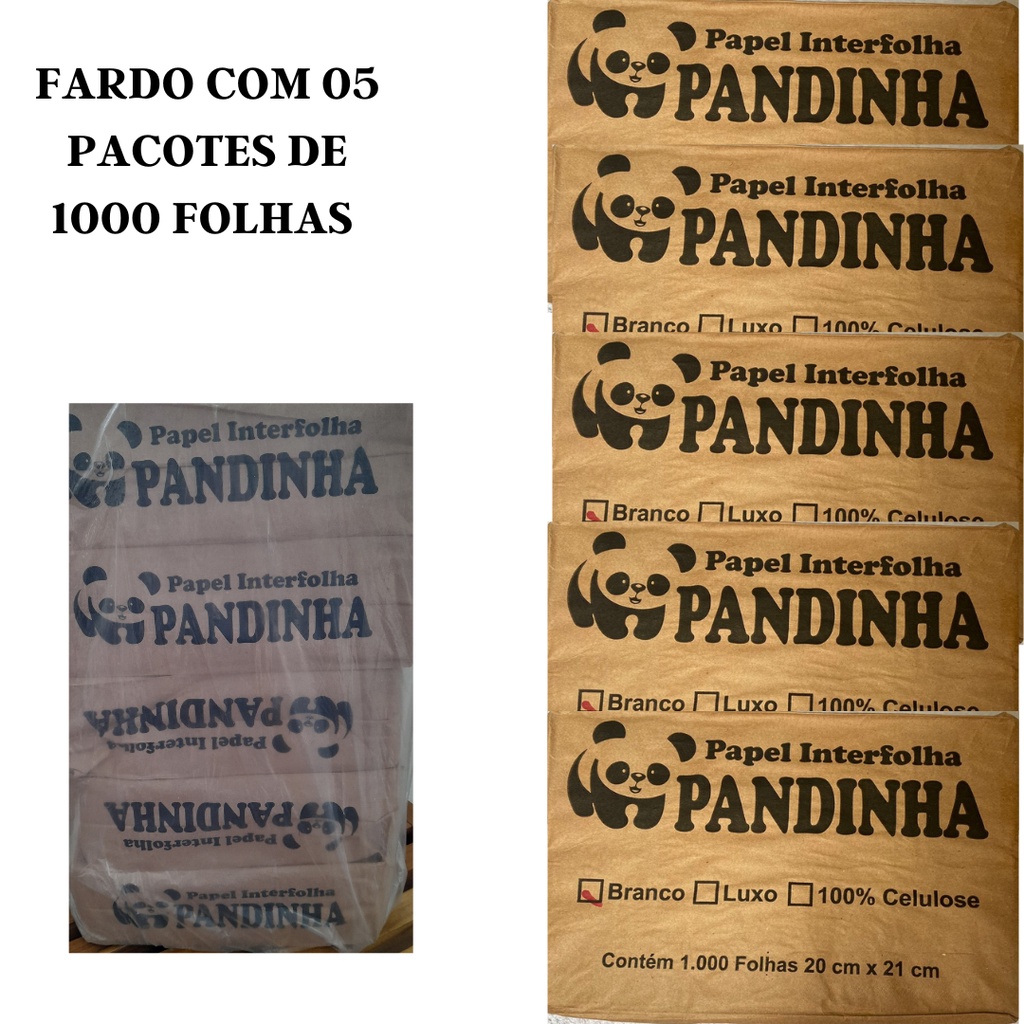PAPEL TOALHA 20X21CM 1000 FLS BRANCO LUXO FARDO C/ 5 PACOTES SORT