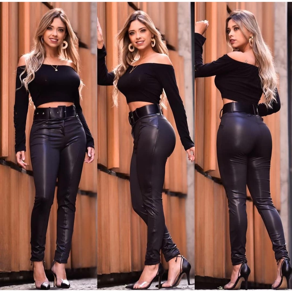 Calça Feminina Legging Cirre com Cinto Preto - Flavia