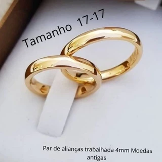 Par de alianças Noivado Casamento Compromisso Moedas Antigas Banhado a ouro 18k PROMOÇÃO RELÂMPAGO