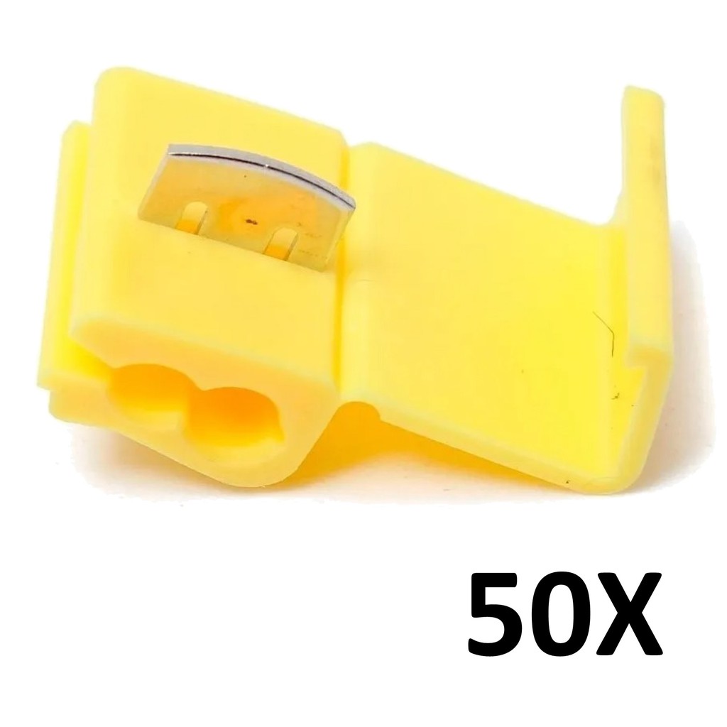 50X Emenda de Fios Conector Derivação Amarelo 4mm A 6mm (Pacote c/ 50pçs)