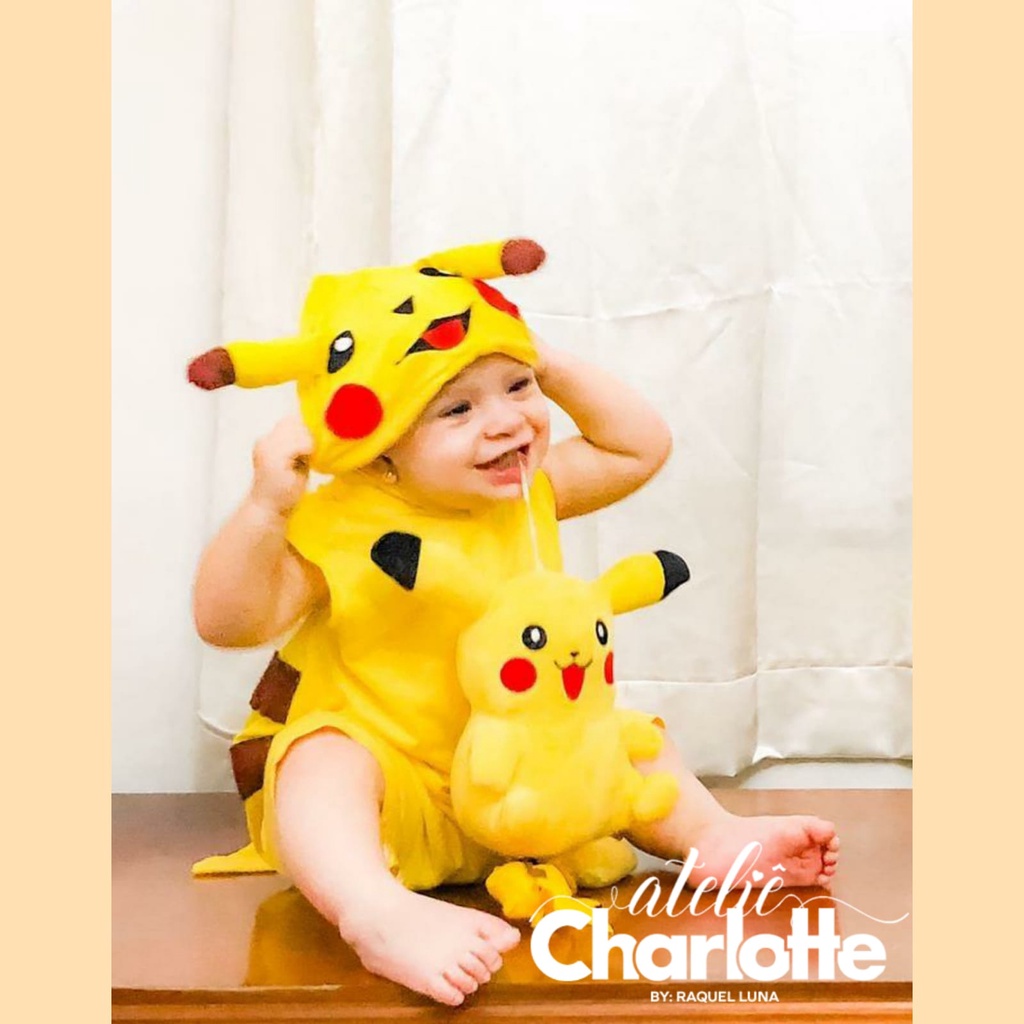 Macacão Pikachu Infantil Fantasia Bebê Diversos Tamanhos Personalizado