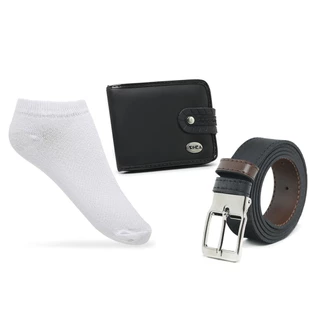 Kit Combo Presente Masculino Carteira + Cinto + 1 Par Meia soquete
