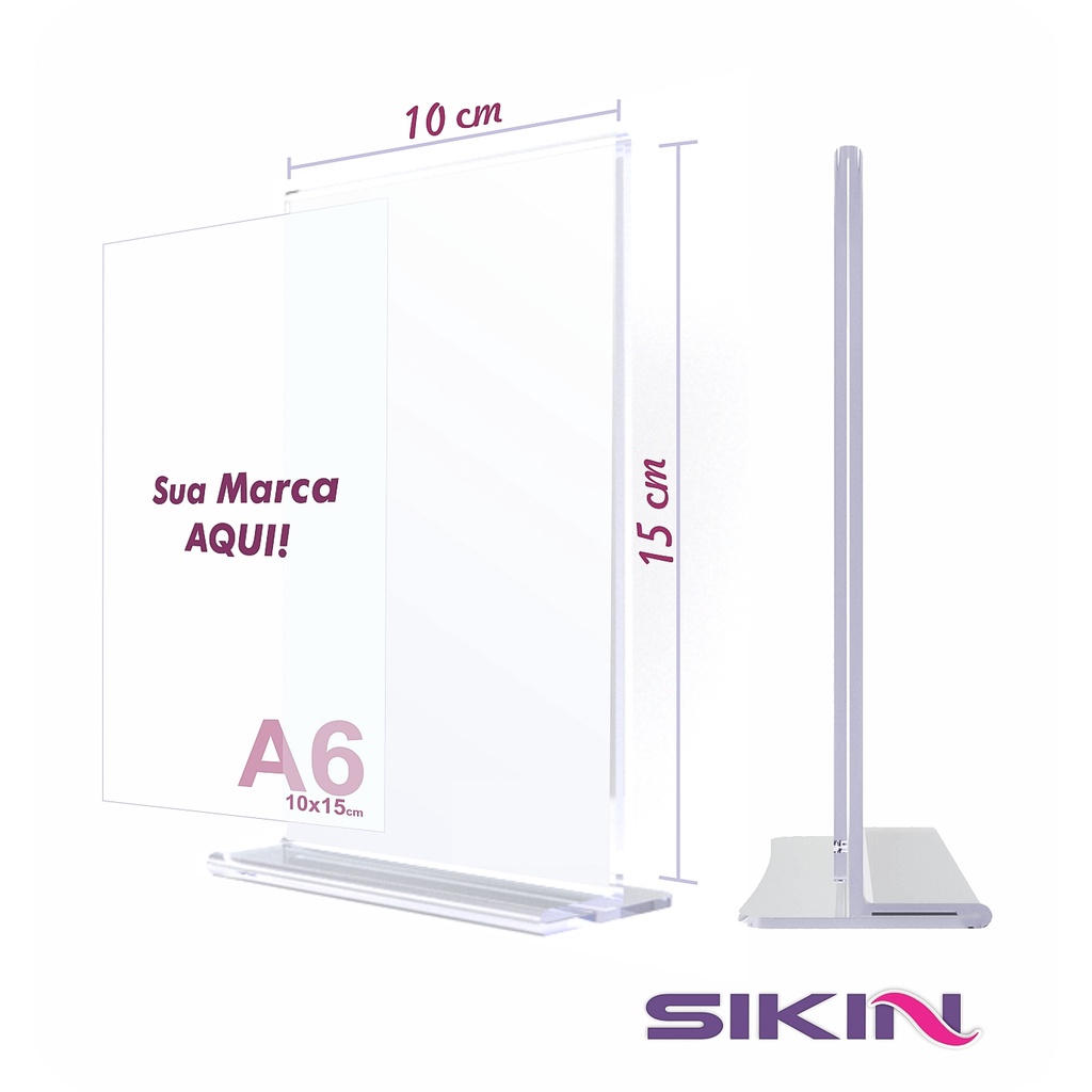 Display Expositor Acrilico T ou L 10x15cm escolha o modelo Tamanho A6 ...
