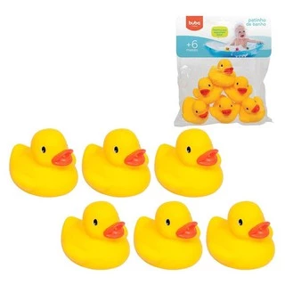 kit 6 Patinho Para Banho Mordedor De Borracha Para Bebê Buba